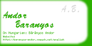 andor baranyos business card